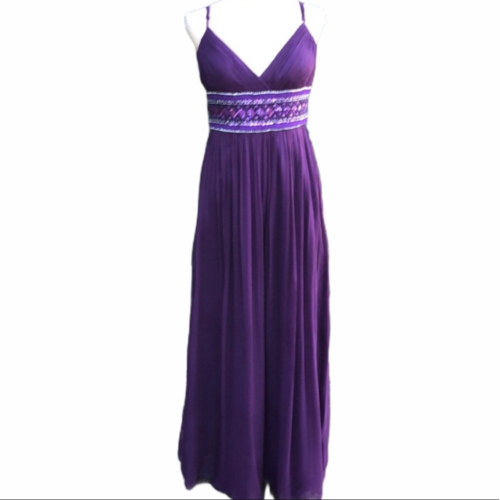 Adrianna Papell silk beaded chiffon gown